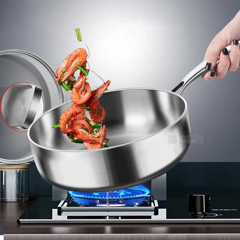 Stainless Steel Skillet – Premium 316 Eco-Friendly Non-Stick Frying Pan for Steak, Sautéing & Daily Cooking – Uncoated Cookware for Gas & Induction 20cm 20cm