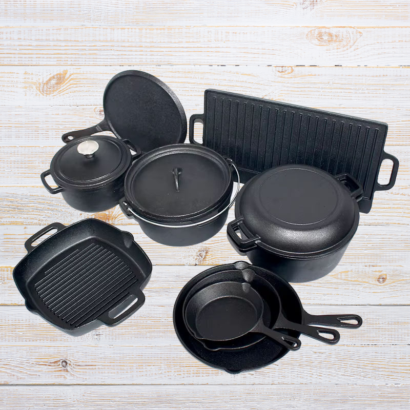 Premium cast iron skillets, pans, and griddles cookware collection