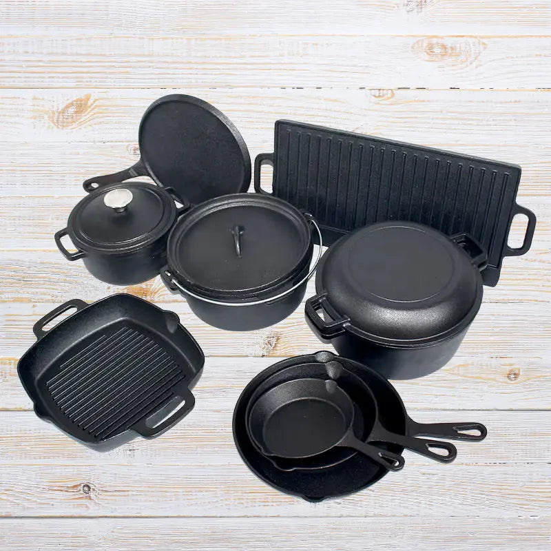 Premium cast iron skillets, pans, and griddles cookware collection