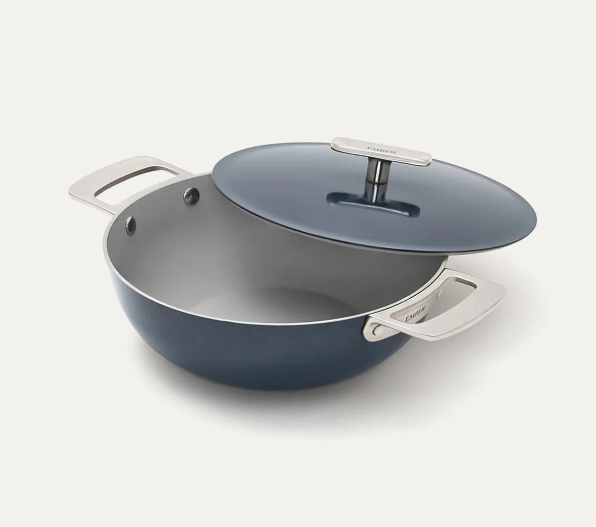 Kadai 24 cm Florence Collection Stainless Steel Handle Ceramic Non-Stick Nilgiri Blue Metallic Lid