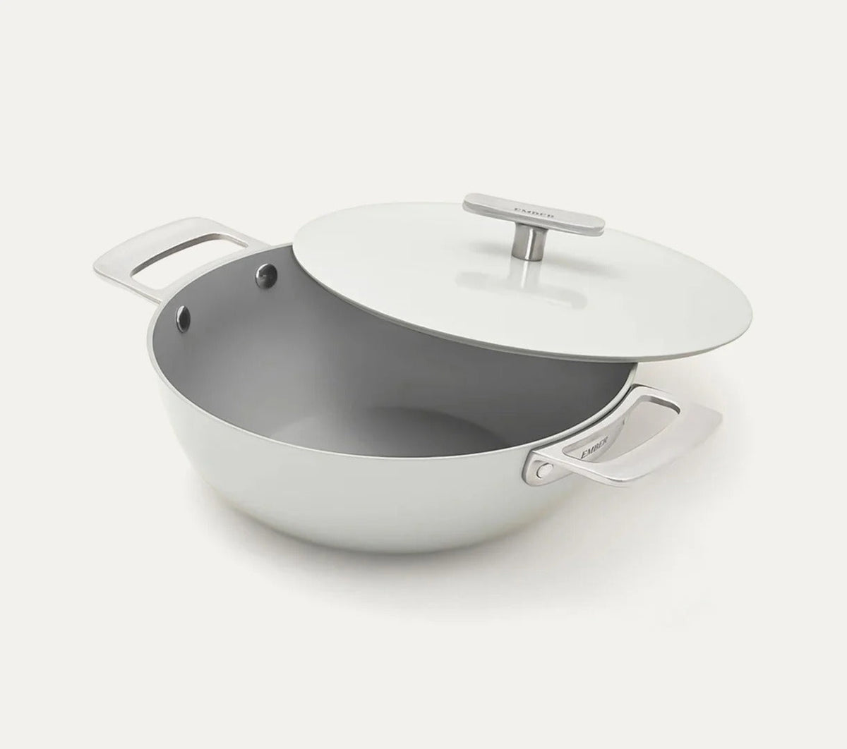 Kadai 24 cm Florence Collection Stainless Steel Handle Ceramic Non-Stick Himalayan Mist Metallic Lid