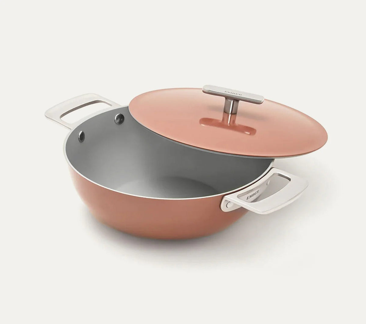 Kadai 24 cm Florence Collection Stainless Steel Handle Ceramic Non-Stick Jaipur Terracotta Metallic Lid