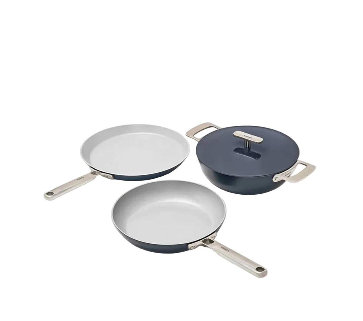 Cookware Set of 3 with Storage (Frypan+Kadai+Dutch Oven) Nilgiri Blue