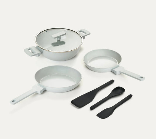 Cookware Set of 3 Soft-Touch Handle with Glass Lid