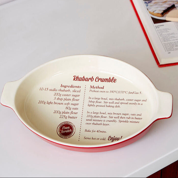 Red Stoneware Oval Baking Dish