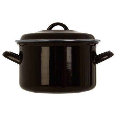 Black Enamel 18cm Casserole Dish with Lid