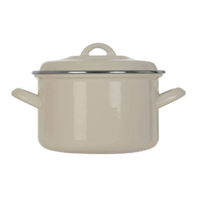 White Enamel 18cm Casserole Dish with Lid