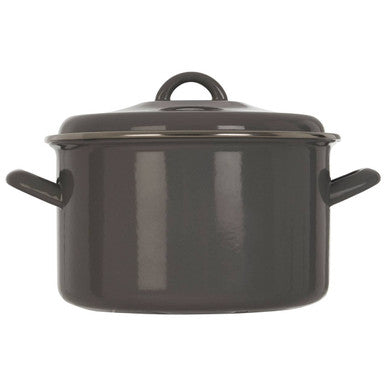 Grey Enamel 22cm Large Casserole Dish with Lid