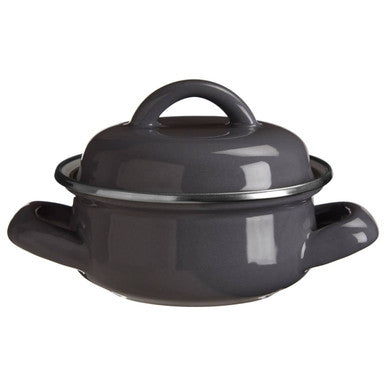 Grey Enamel 10cm Mini Casserole Dish with Lid