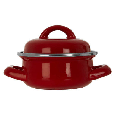 Red Enamel 10cm Mini Casserole Dish with Lid
