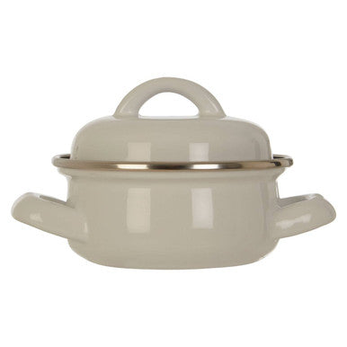 White Enamel 10cm Mini Casserole Dish with Lid