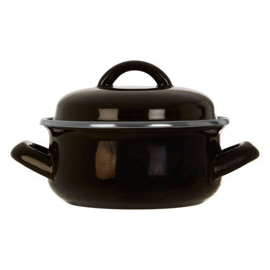 Black Enamel 12cm Mini Casserole Dish with Lid