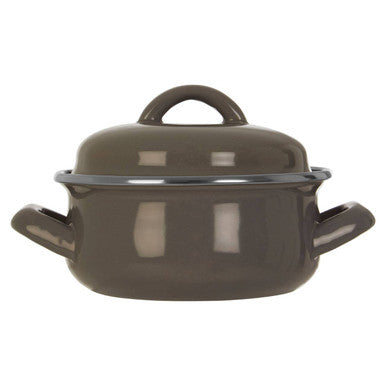 Grey Enamel 12cm Mini Casserole Dish with Lid