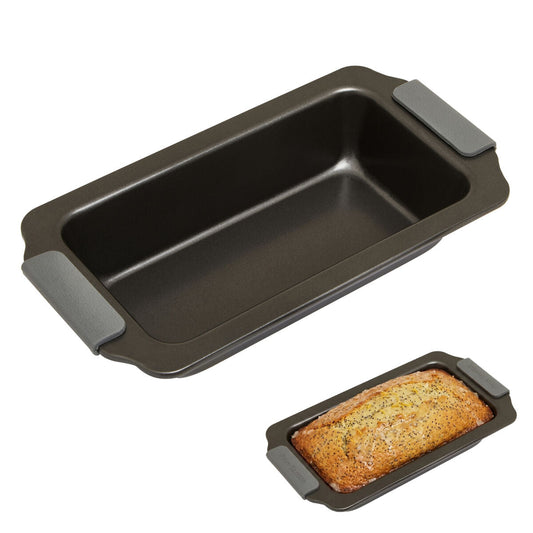 Small Grey Non-Stick Loaf Tin with Silicone Side Grips