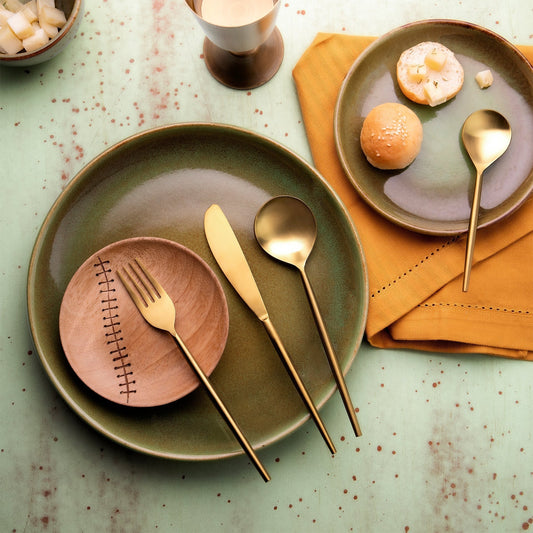 Gold Hammered Cutlery Set of 4 Stainless Steel Food Grade Dishwasher Safe Spoon Fork Knife
