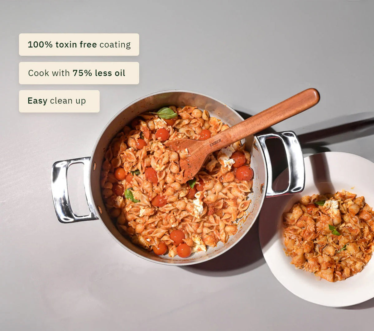 Mini Dutch Oven 20 cm Stainless Steel Handle Ceramic Non-Stick