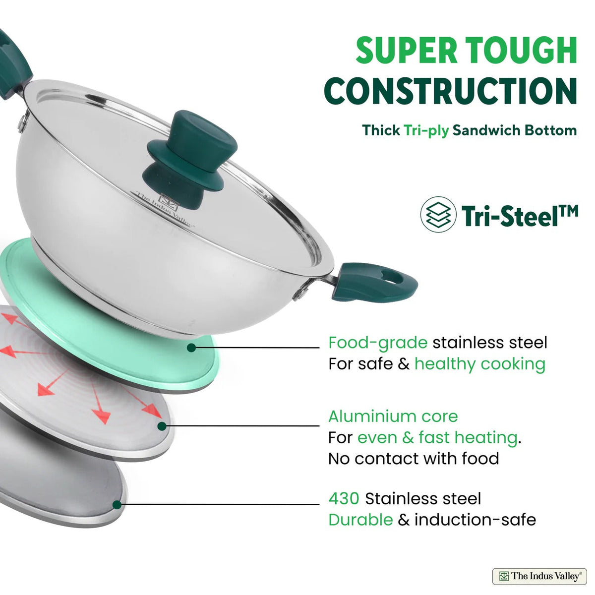 Stainless Steel Capsule Bottom Kadai