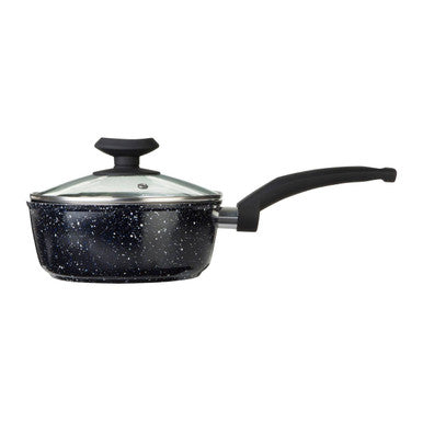 16cm Non Stick Stone Effect Saucepan with Glass Lid