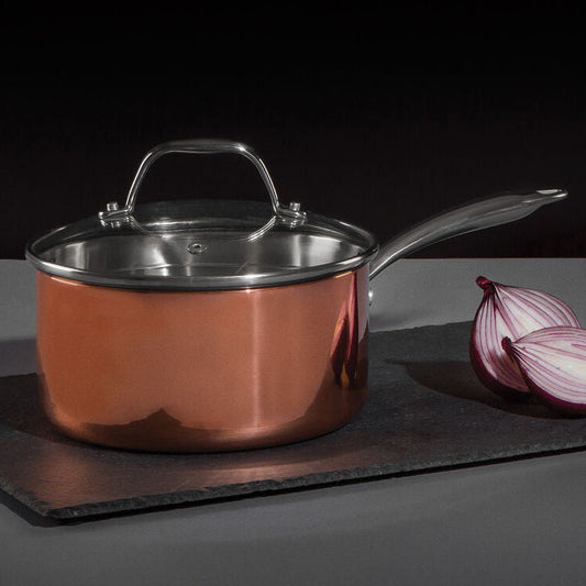 Copper Finish 18cm Saucepan with Lid
