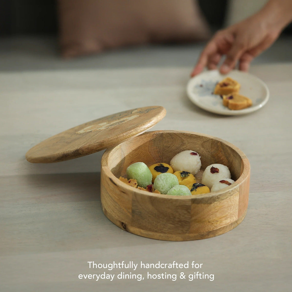 Roti Box Casserole with Wooden Lid BPA Free Food Grade Handcrafted Chapati Box