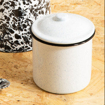 Medium White Canister with Black Blotch Motif