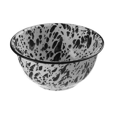 Medium White Metal Bowl with Black Speckle