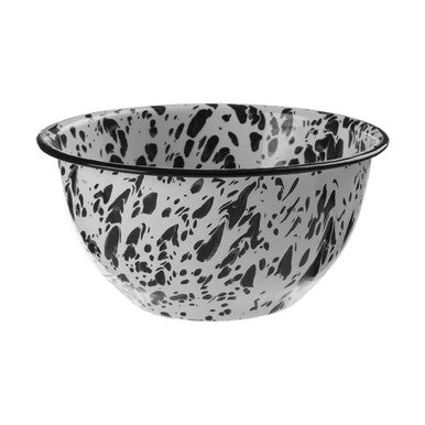Medium White Metal Bowl with Black Speckle