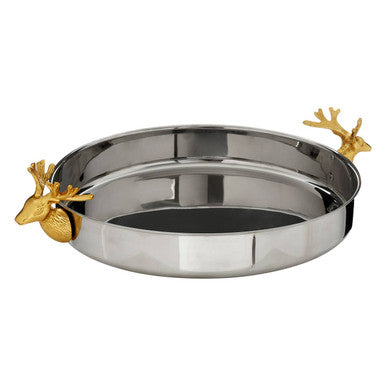 Stag Head Gold and Silver Serving Tray