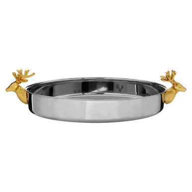 Stag Head Gold and Silver Serving Tray