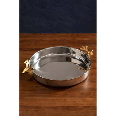 Stag Head Gold and Silver Serving Tray