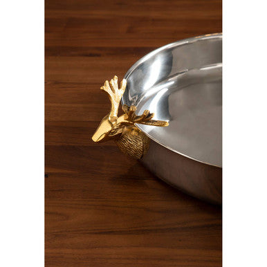 Stag Head Gold and Silver Serving Tray