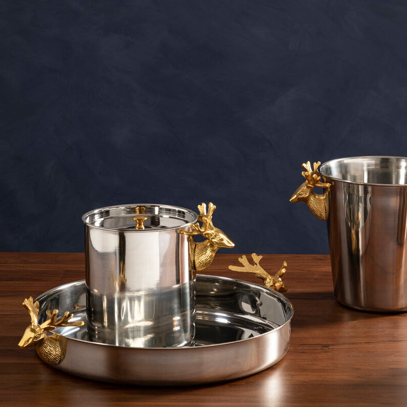 Stag Head Gold and Silver Serving Tray