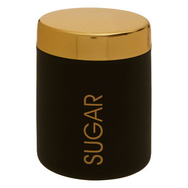 Black and Gold Sugar Canister with Matching Lid