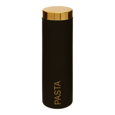 Black Enamel Pasta Canister with Gold Lid