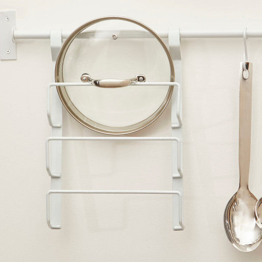 White Iron Hanging Pan Lid Rack