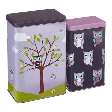 Set of 2 Owl Storage Canisters