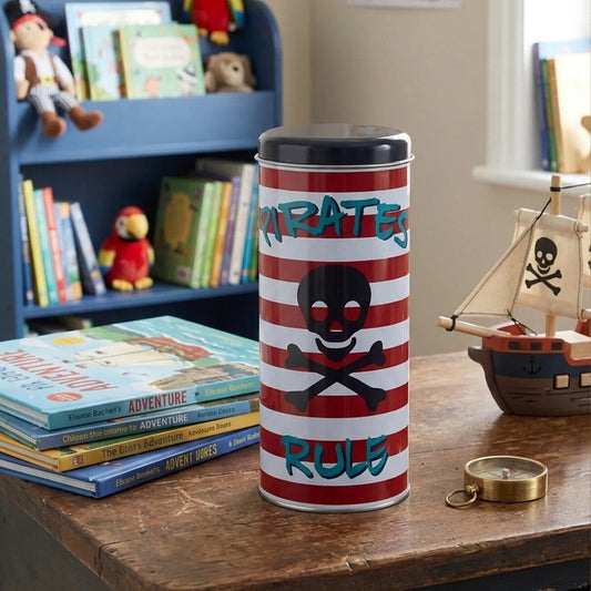 Pirate Print Round Storage Canister