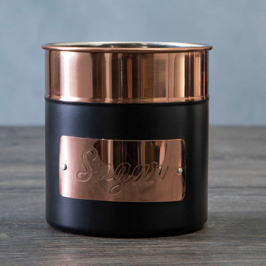 Charcoal and Copper Sugar Canister with Raised Handle Lid
