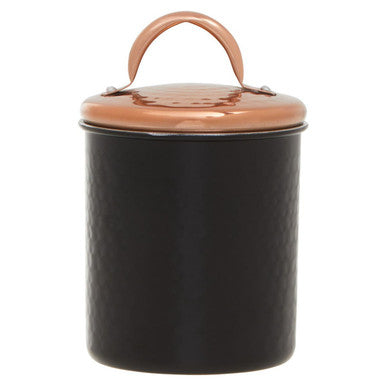 Black Tea Canister with Embossed Metallic Label Plate