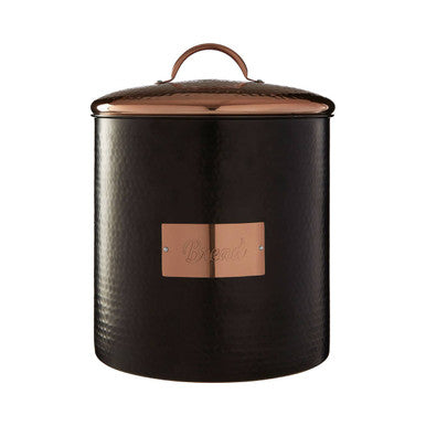 Black Bread Bin with Metallic Embossed Plate