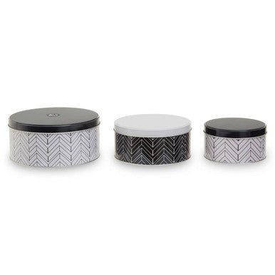 Set of Three Chevron Storage Tins