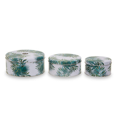 Palm Leaf Cake Storage Tins Set of 3