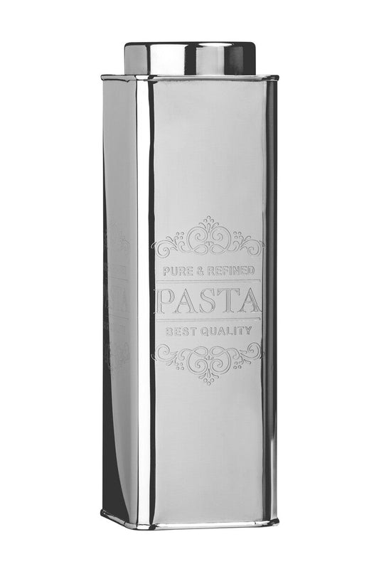 Silver Square Pasta Canister with Floral Accents