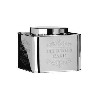 Silver Storage Cake Tin with Floral Cake Lettering