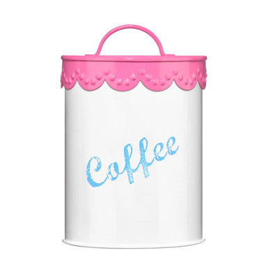 White Coffee Canister with Pink Lid