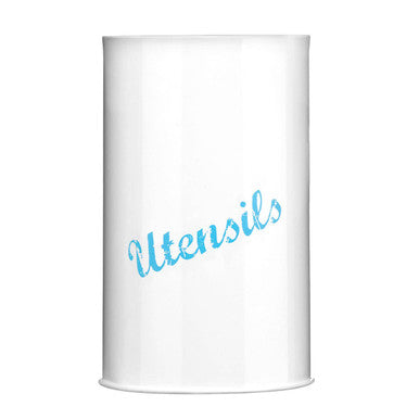White and Blue Galvanised Iron Utensil Canister
