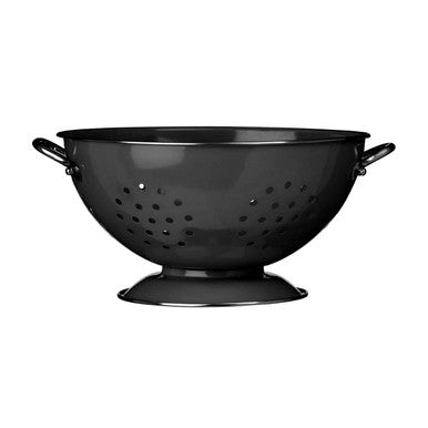 Vintage-Style Black Enamel Colander