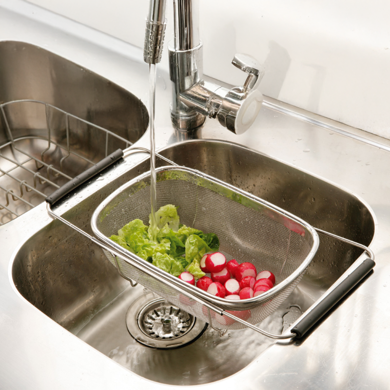 Over Sink Drainer with Extendable Black Handles