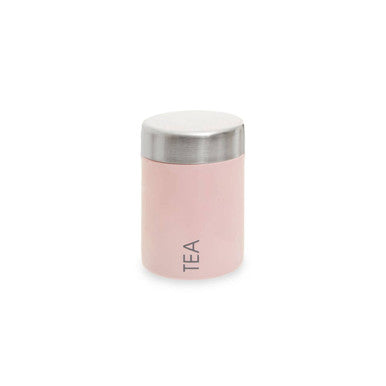 Pink Enamel Stainless Steel Tea Canister with Removable Lid