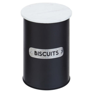 Black Biscuit Canister with White Lid